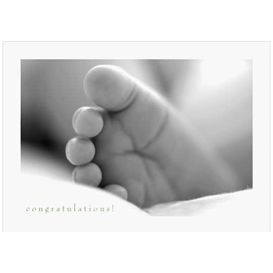 JAM Paper Baby&#x27;s Foot Blank Congratulations Cards &#x26; Envelopes Set, 25ct.